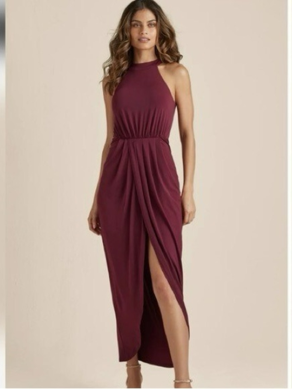 Venus Drape Maxi Dress in Burgundy Medium wedding guest bridesmaid